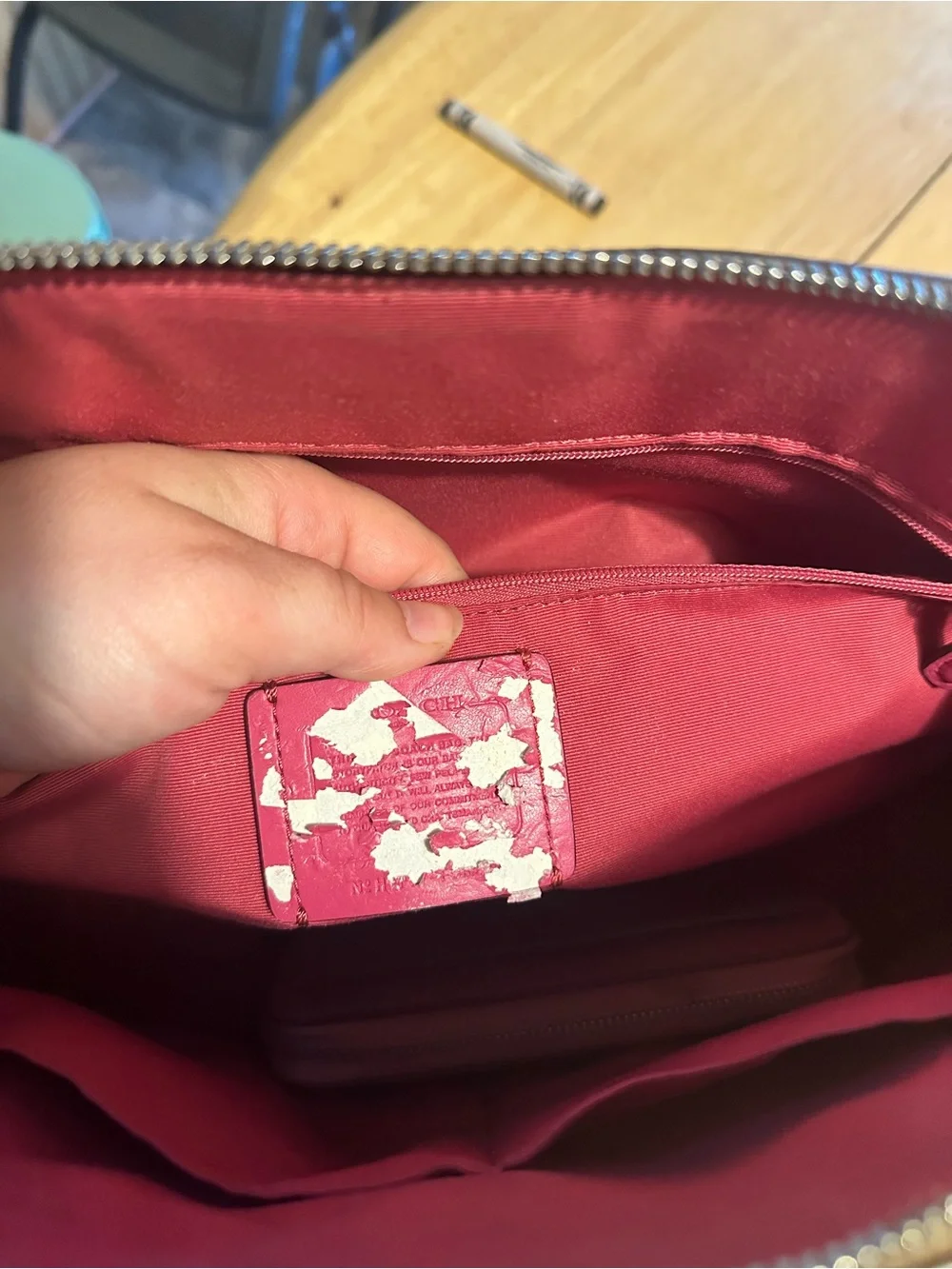 Coach Brown Signature Dome Satchel with Pink Trim and Matching Pink Wallet